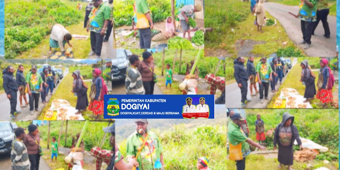 Bupati Dogiyai Yudas Tebai bersama Istrinya,borong jualan Mama-mama pasar di Bomomani,Mapia