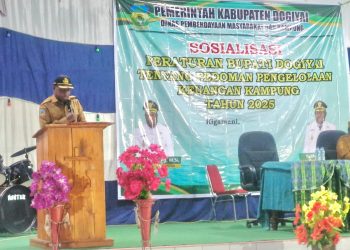 Ini penyampaian Kepala DPMK Dogiyai,pada kegiatan Sosialisasi peraturan Bupati Dogiyai tentang pedoman pengelolaan dana desa tahun Anggaran 2025