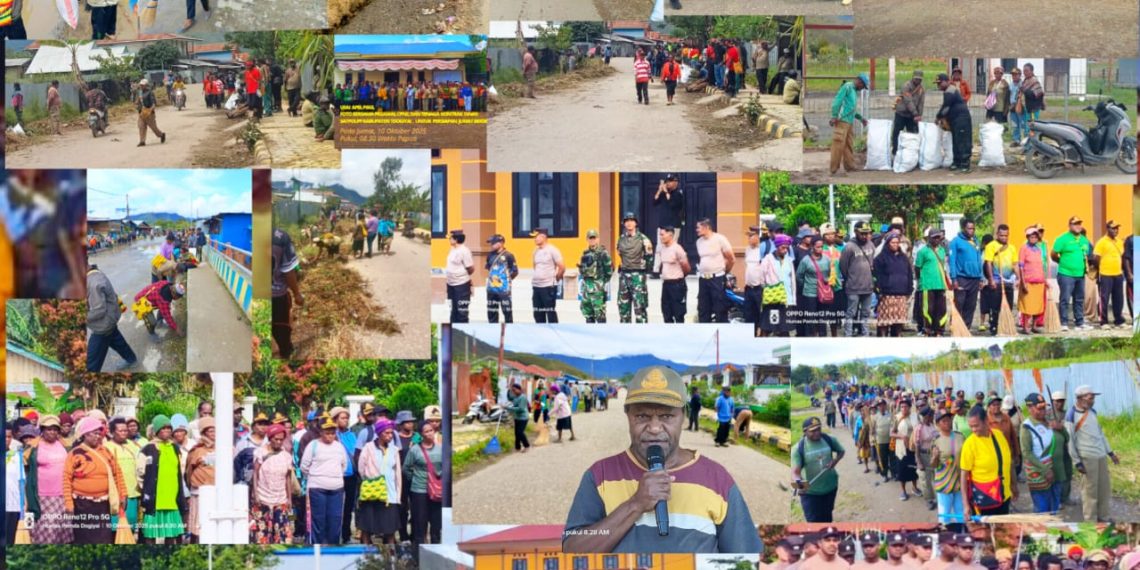 ASN,TNI Polri dan Tenaga Kontrak di Lingkungan Pemkab Dogiyai  Gelar Giat Jumat Bersih bersama Sekitar Moanemani