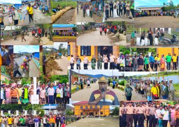 ASN,TNI Polri dan Tenaga Kontrak di Lingkungan Pemkab Dogiyai  Gelar Giat Jumat Bersih bersama Sekitar Moanemani