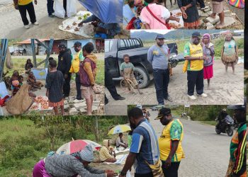 Bupati Yudas Tebai Usai Sejumlah Kegiatan Kantor,Belanja Jualan Mama-Mama Pasar beberapa Titik
