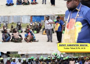 Bupati Yudas Tebai Kunjungi Komunitas Ojek Dogiyai & Siap Mendukung Program Kerja Pengojek