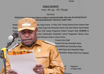 Bupati Dogiyai keluarkan edaran aturan pakaian dinas Harian ASN di Lingkup Pemda dogiyai Tahun 2026