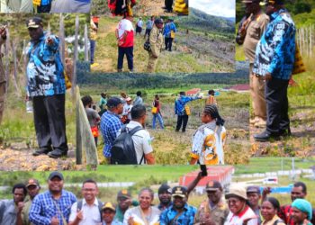 Langkah Konkret Peningkatan Kesehatan: Bupati Yudas Tebai Tinjau Langsung Pengukuran Tanah Pembangunan RSUD Dogiyai Tipe C