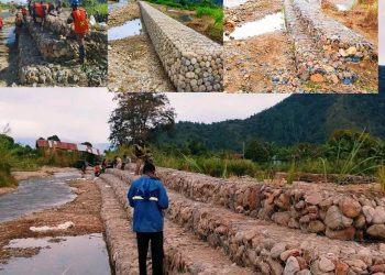 Kerja Nyata Bupati Yudas & Wakil Yuliten Anouw: Dinas PUPR Bangun Bronjong Terpanjang di Kali Wani, Kampung Pugatadi I.