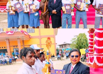 Kepala Dinas Kesehatan Dogiyai Serahkan Hadiah Pemenang Lomba Lari Tingkat SMA Se-Kabupaten Dogiyai
