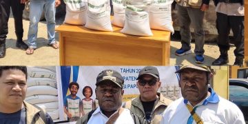 Bupati Yudas Tebai Salurkan 743 Ton Beras dari Bapanas, Ingatkan Masyarakat Dogiyai Tetap Cintai Pangan Lokal