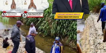 Kembali Membangun Bronjong kali Degei sepanjang 127 meter, kadin PUPR: ini Kerja Nyata Bupati Yudas Tebai & wakil bupati Yuliten Anouw